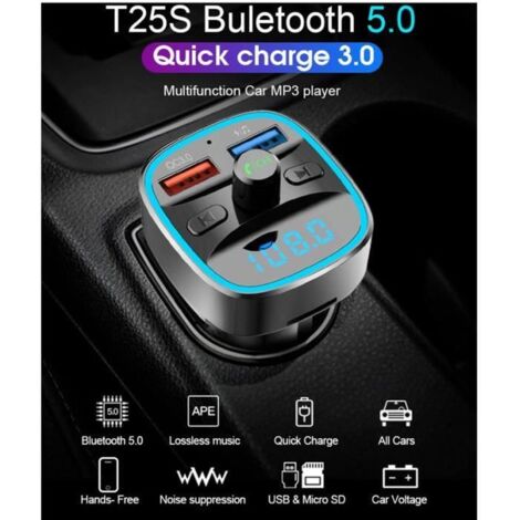 Transmetteur FM Bluetooth - Non spécifié - Adaptateur Radio - 2 USB Ports 5V - Mains Libres - Noir (1/4)