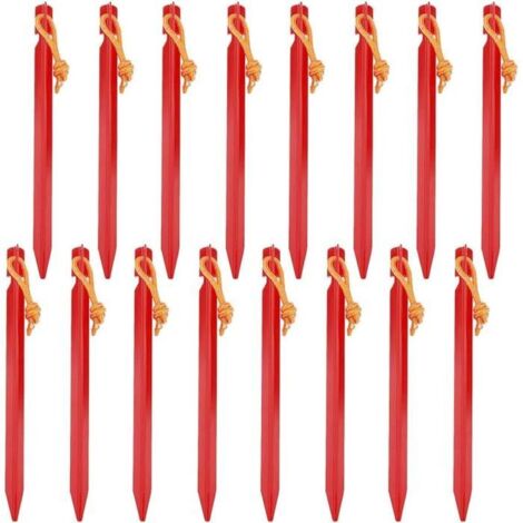 20 piquets de tente en aluminium, piquets de fixation de la tente pour le camping en plein air, montage de la tente (rouge) (1/4)