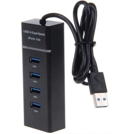Hub USB 3.0 - Non spécifié - 4 Ports - Interrupteur ON/OFF - Lumières LED - Noir (1/4)