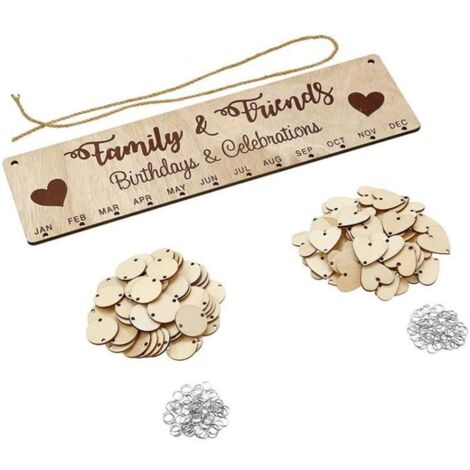 Calendrier perpétuel en Bois Rappel d\'anniversaire - 40x11x0.5 cm - Cadeau personnalisé - Artisanat DIY (1/4)