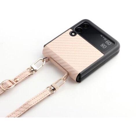 Housse - Samsung - Z Flip 3 - Fibre de carbone - Coque rigide - Avec lanière (1/4)
