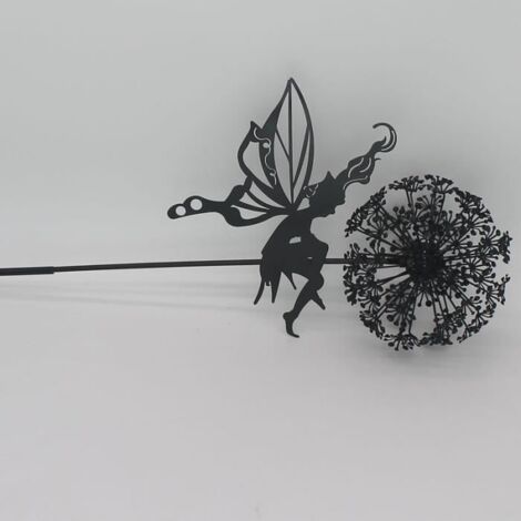 Sculpture Fée Et Pissenlits Danse – Décoration Jardin Métal, Attrape-Vent Magique, Style Féerique
