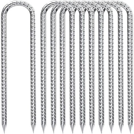 Piquets Tente Trampoline Lot De 16 Piquets Ancrage Sol 30cm Noir - Métal Antirouille - Pour Trampoline, Tente, Camping - Fixation Extérieure Solide Ancrage Trampoline