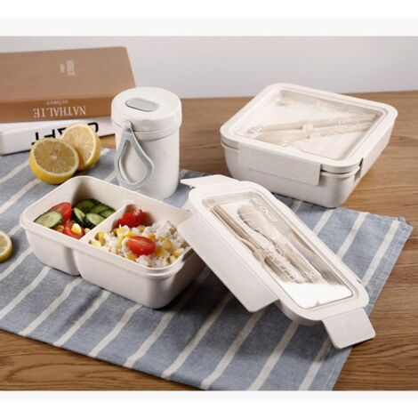 Lunch Box 1900ml 3 Étages - Boîte Repas Hermétique Avec Couverts, Compartimentée, Rose - Adulte Et Enfant