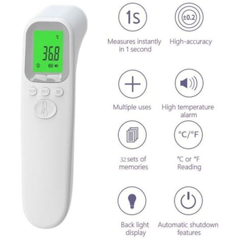 THERMOMETRE BEBE thermomètre frontal Mesure Frontale Lecture Code Couleur LCD Alerte Fièvre Fonction Mémoire (1/4)