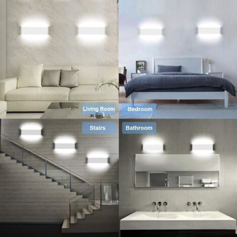 12W Applique Murale Intérieur Extérieur Lampe Aluminium Eclairage Up and Down Moderne Blanc Chaud pour Chambre Maison Couloir Salon Escalier (Blanc) | Leroy Merlin