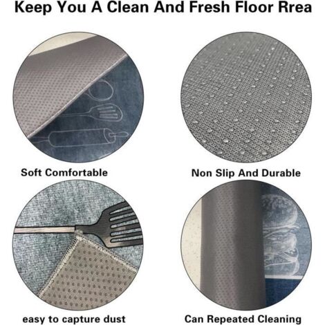 Lot De 4 Tapis De Sol (type Gitane) - Lavables, Antidérapants - Design Moderne Gris - Neuf Sans étiquette