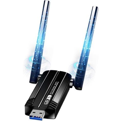 Clé WiFi Puissante AC1300 Mbps USB 3.0 Double Bande Antenne WiFi 2.4G / 5GHz Dongle WiFi, Compatible avec Windows 11/10/8/7/XP (1/4)