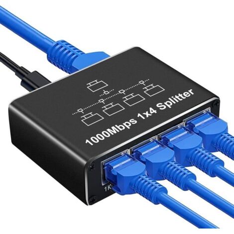 Multipr Rj45,Switch Ethernet 1 À 4 1000Mbps,Répartiteur Ethernet Gigabit Pour Les Ordinateurs, Les Concentrateurs, Les s (1/4)
