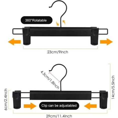 ZSUN Ensemble De 20 Cintres Plastique Avec Barre Antidérapante - Noir, Pour Vestes Et Chemises