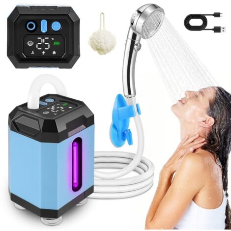 Kit Douche Camping WADEO Pompe Électrique Rechargeable - Pommeau Température Pression Réglable