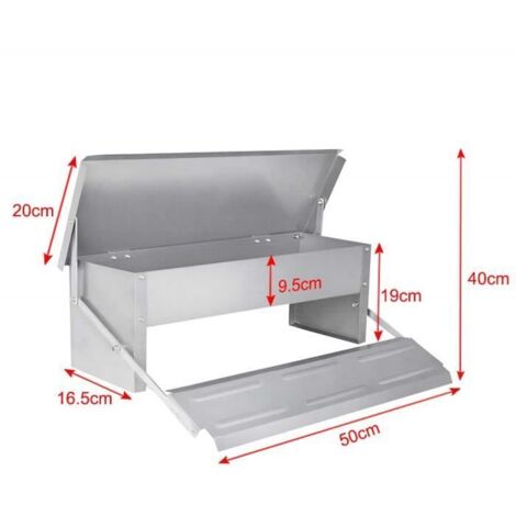 Aufun Mangeoire Automatique 5kg Pour Volailles - Acier Galvanisé Avec Pédale Anti-Rats Et Couvercle Étanché