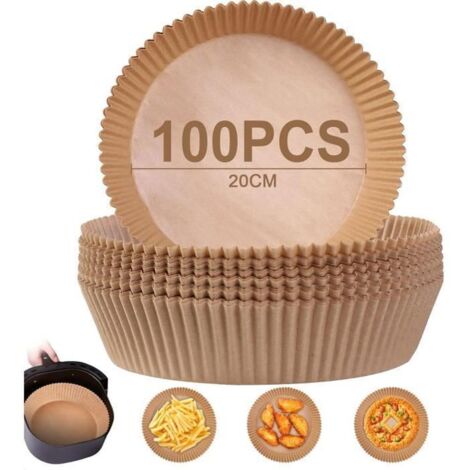 Papier Cuisson pour Air Fryer - Noname - 20 cm - 100 Pièces - BPA Gratuit - Marron (1/4)