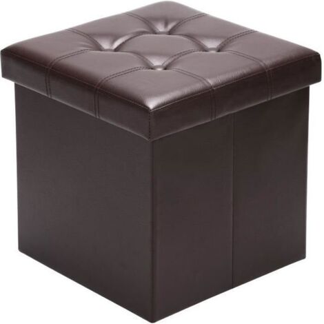 GOPLUS Tabouret Pouf, Coffre en Cube, Boîte de Rangement eois et Cuir PU, Repose-Pied avec GOPLUS Tabouret Pouf, Coffre en Cube, Boîte de Rangement eois et Cuir PU, Repose-Pied avec