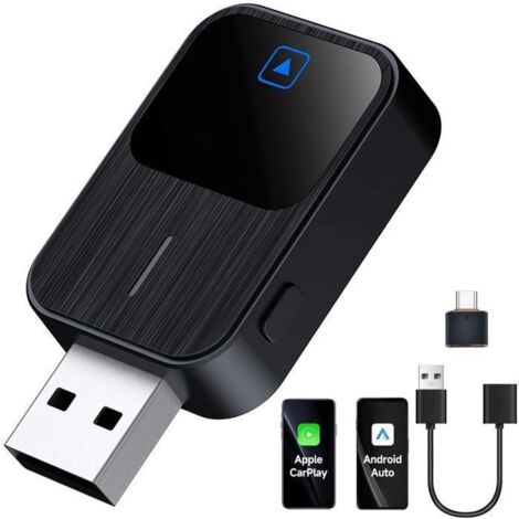 Adaptateur Carplay Sans Fil 2 en 1 pour Apple Carplay & Android Auto,5,8-GHz-WiFi,Bluetooth 5.2,Plug & Play (1/4)