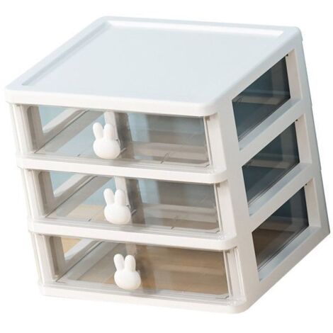 Rhys Organisateur De Bureau Multifonction Transparent Avec Tiroirs - Rangement Plastique Blanc