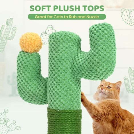 Griffoir cactus 33 cm en jute naturel, base stable pour chatons et adultes,  vert