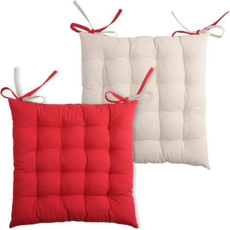 Galette de chaise carrée 40x40 100% Coton Lin-Bleu DUO | Galettes de