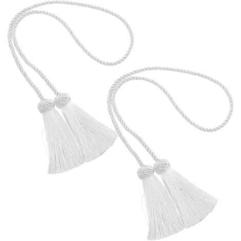 Lot de 2 embrasses de rideaux à longs pompons, faites à la main, en