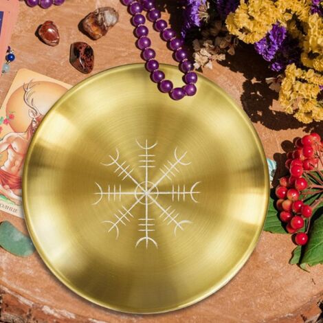 Assiette Rituelle / Bol D'Offrande Doré En Acier Inoxydable - Support Bougie & Encens - 14 Cm