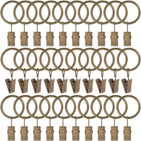 12 Anneaux De Rideau Bronze – Doré – Occasion – Sans Marque – Pour Rideaux