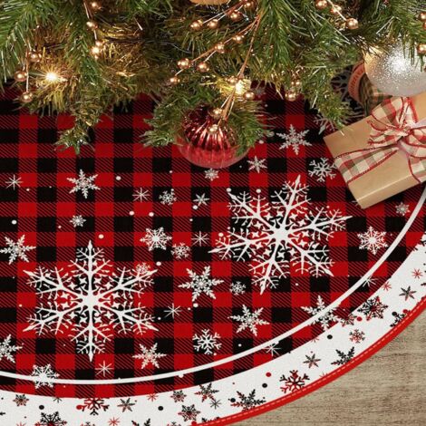 Jupe Sapin Noël Ronde 122 Cm – Flocons De Neige & Lettres Rouges – SOBEAU Décoration Festive