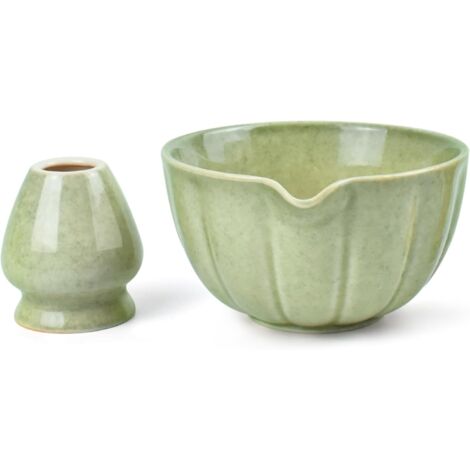 Bol matcha céramique – Bec verseur et support fouet bambou pour thé japonais (1/4)