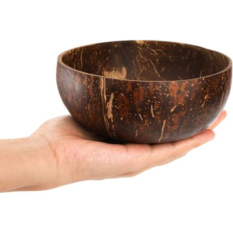Lot De 6 Bols En Noix De Coco Naturelle Avec Cuillères En Palme - 12.7cm X 6.1cm Pour Salade Et Service