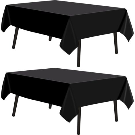 nappe noire rectangulaire tissu polyester décoratif lavable pour mariage fête banquet 145x275 cm (1/4)