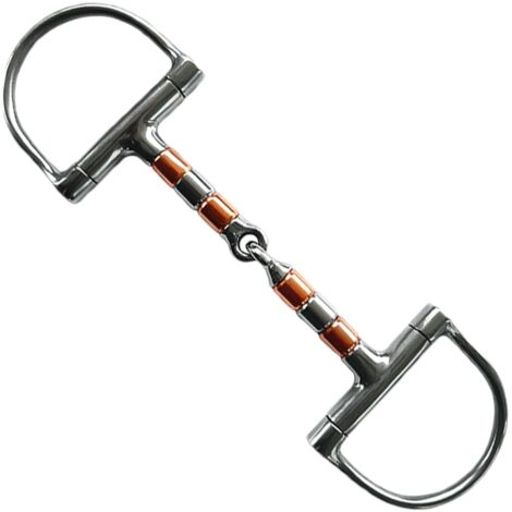 Mors cheval inox bouche cuivre anneau D articulation unique professionnel (1/4)