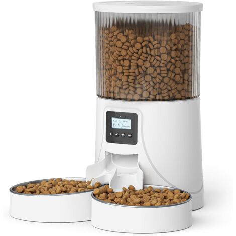 Mangeoire automatique 2 chats, bol inox, 4 repas, enregistrement vocal 10 s (1/4)