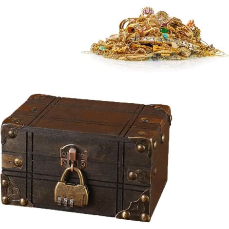 Coffre En Bois Avec Serrure Coffre Au Trésor, En Bois, Vintage, Avec Clé, Petite Caisse Petit Coffre En Bois