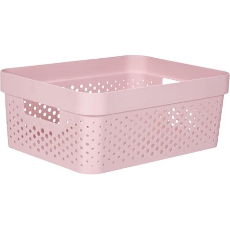 Panier de Rangement 11L Recyclé - Rangement Multiusage, Empilable et Emboîtable - 35,6 x 26,6 x 13,6 cm - Rose (1/4)