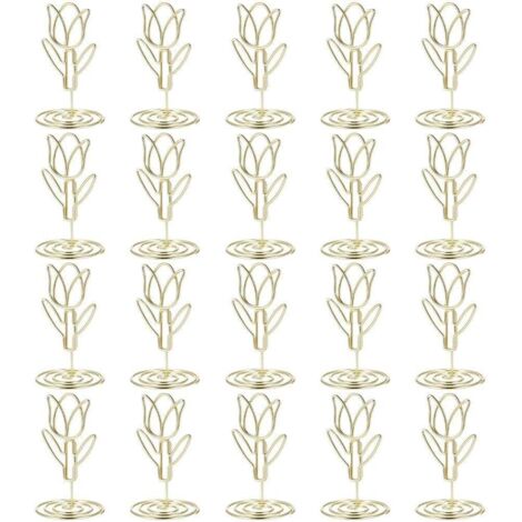 20 clips mémo tulipe pour numéros table, cartes visite et décoration (1/4)