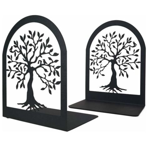 Serre-Livres en métal pour étagères de Livres, Serre-Livres Tendance Arbre de Vie, Support décoratif très résistant, Anti-Rayures et antidérapant pour la Maison, Le Bureau, l'école, la bibliothèque (1/5)