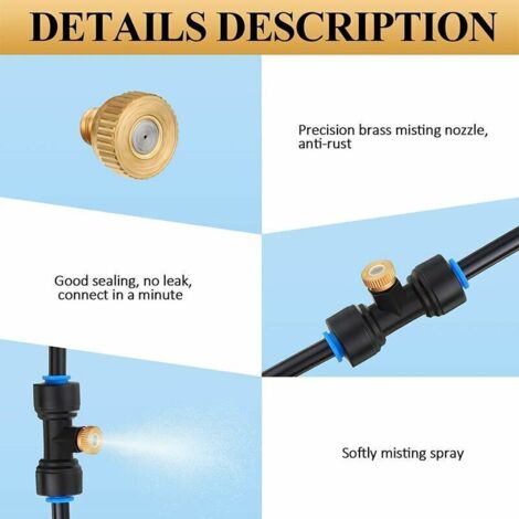 Raccord En Laiton Pour Système De Brumisation - Té, Coude, Droit, 1/8", Pour Tuyau PE Haute Pression, Refroidissement & Irrigation - 11
