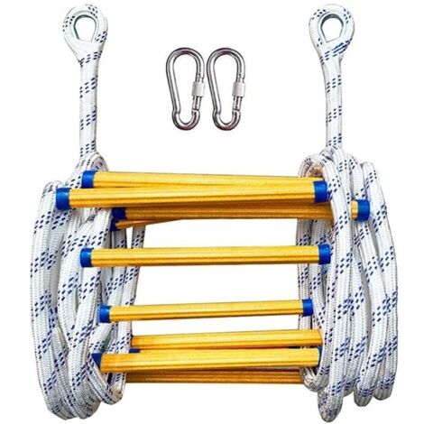 Échelle de secours en cas d'incendie, portable, échelle de secours en corde pour fenêtre d'urgence en intérieur ou en extérieur, échelle de sécurité incendie à 2 à 6 étages avec échelons antidérapants