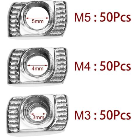 100 Pièces écrous T Fendus M5 En Argent - Pour Boulons, Marque Uxcell, Neuf