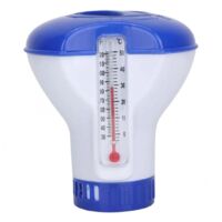 Distributeur de chlore de piscine Thermomètre bain flottant pour bébé Support comprimés Distributeur flottant piscine Thermomètre