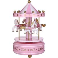 Carrousel boîte à musique décoratif rose, pour Noël/mariage/anniversaire/fête des mères/Saint-Valentin, décoration gâteau ou chambre