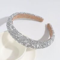 Bandeau à paillettes en strass pour femmes, décoration de paillettes scintillantes, bandes de cheveux rembourrées (Argent)