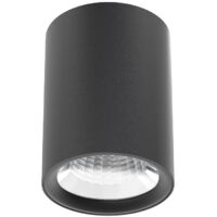 Spot en saillie rond, Ø 90mm, douille GU10 pour ampoule LED ou halogène de 15W max, spot plafond noir en métal, éclairage plafond moderne, profondeur 90mm, IP20