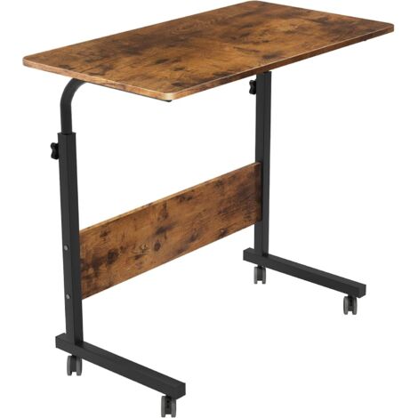 NEED Laptoptisch mit Rollen, Handyhalterung, 80 x 40 cm, Beistelltisch für Laptop,Braun