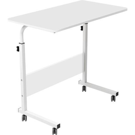 NEED Laptoptisch mit Rollen, Handyhalterung, 80 x 40 cm, Beistelltisch für Laptop,Weiß