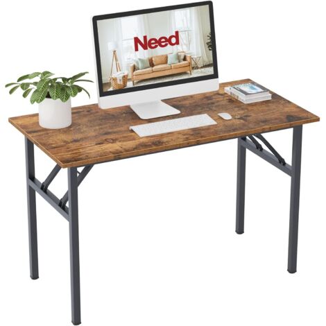 SOGES Klappbarer Schreibtisch,120 x 60 x 75 cm,Kompakter Computertisch,Büromöbel,PC-Tisch,Arbeitstisch,Vintage Schwarz