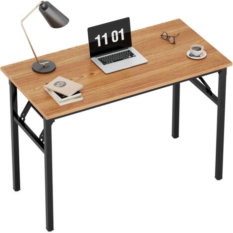 SOGES Klappbarer Schreibtisch, 80 x 40 cm,Kompakter Computertisch,Büromöbel,PC-Tisch,Arbeitstisch,Teak Schwarz
