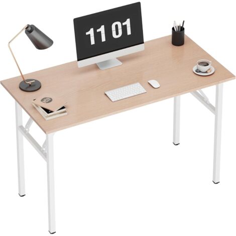 SOGES Klappbarer Schreibtisch,100 x 60 x 75 cm,Kompakter Computertisch,Büromöbel,PC-Tisch,Arbeitstisch,Rosa Weiß