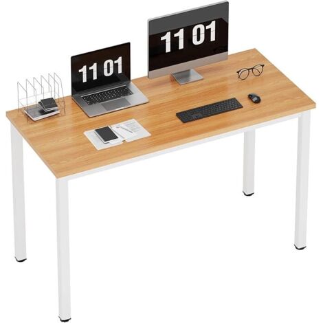 SOGES Kleiner Computertisch 120 x 60 x 75 cm, PC-Tisch, Bürotisch, Eckschreibtisch für Homeoffice,Teak weiß