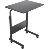 NEED Laptoptisch mit Rollen, Handyhalterung, 60 x 40 cm, Beistelltisch für Laptop,Schwarz