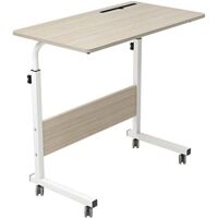 NEED Laptoptisch mit Rollen, Tablet-Ständer, 80 x 40 cm, Beistelltisch für Laptop neben Bett oder Sofa,Beige